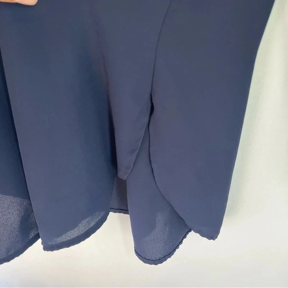 Adrianna Papell Navy Blue Roll Tab Button Down Blouse - Picture 6 of 6